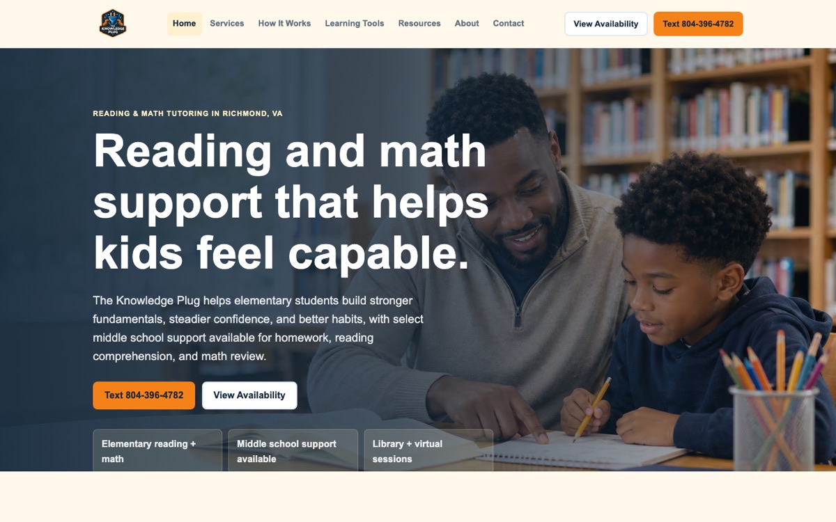 The Knowledge Plug website screenshot