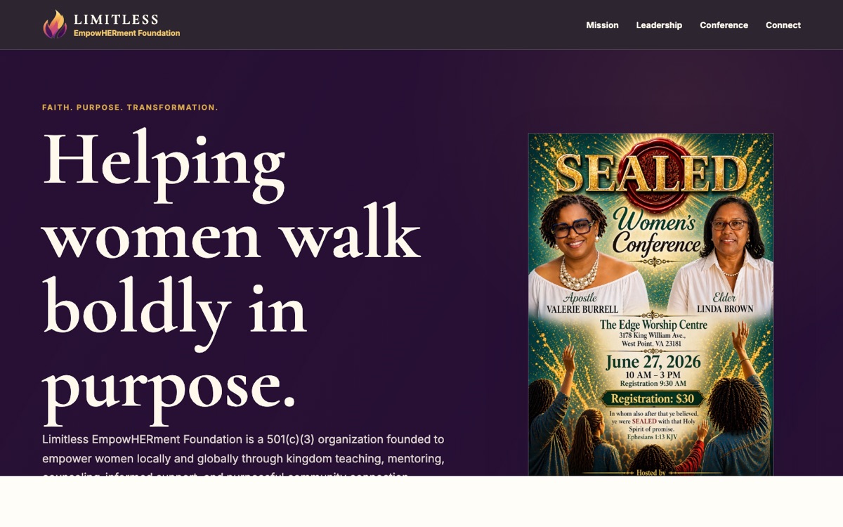 Limitless EmpowHERment Foundation website screenshot