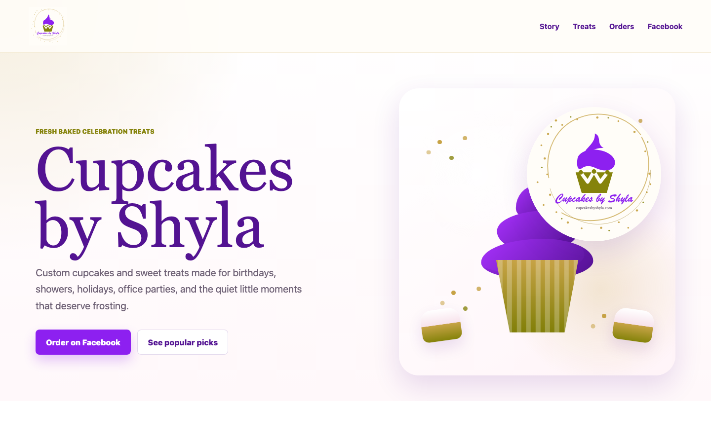 Cupcakes by Shyla website screenshot